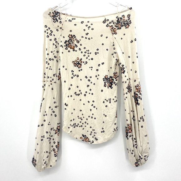 NWT Free People To The Tropics Balloon Sleeve Floral Top - Picture 3 of 6